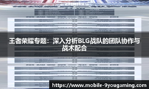王者荣耀专题：深入分析BLG战队的团队协作与战术配合